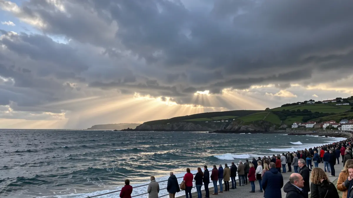 Imagen genérica: Cielo oscuro en la costa vasca, indicando la proximidad de una tormenta.