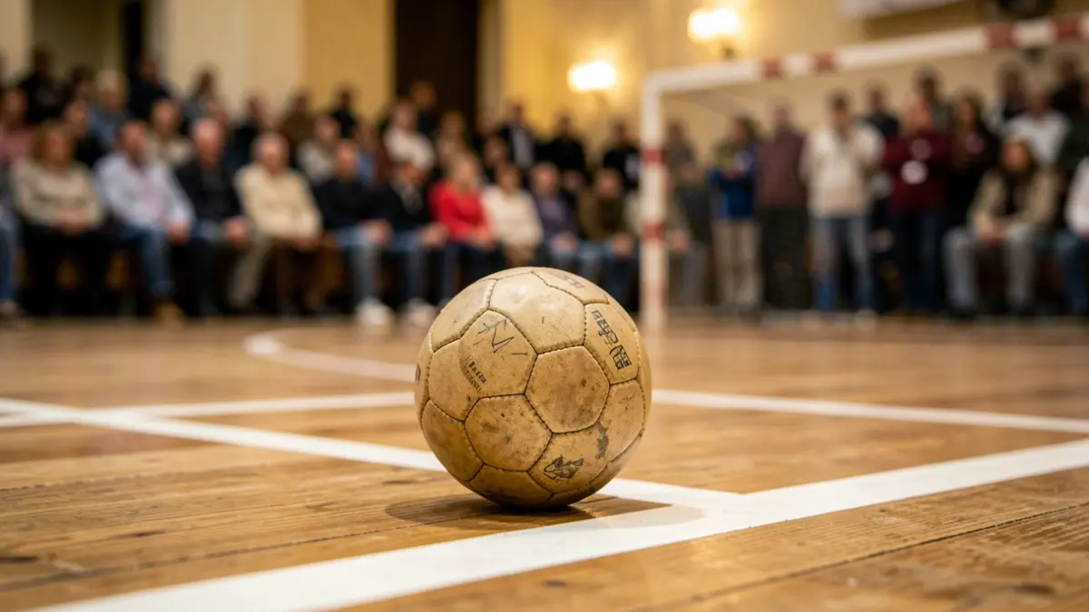 Imagen genérica de una pelota de pelota en el suelo de un frontón.
