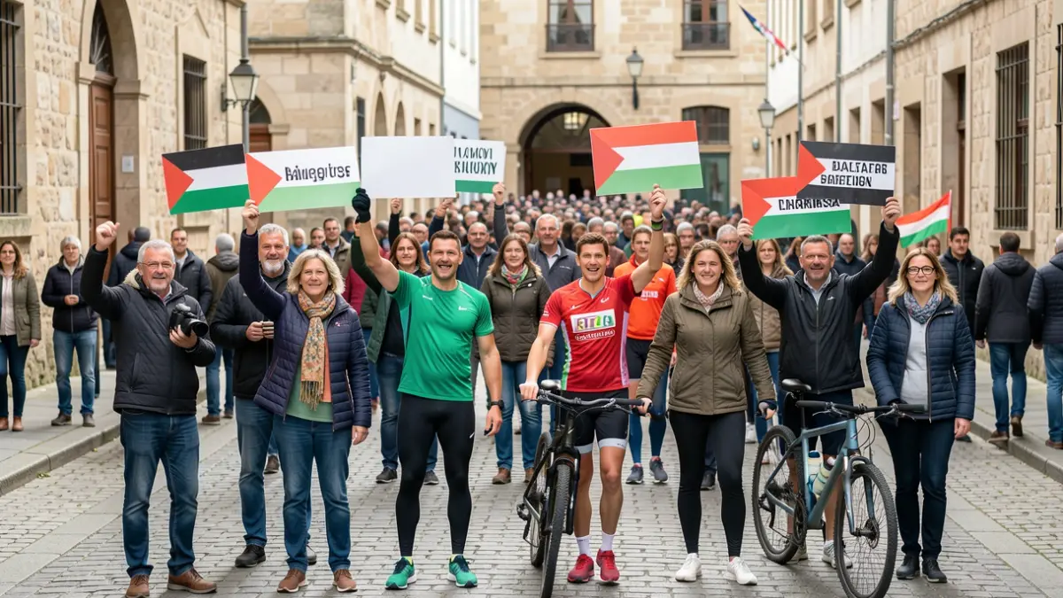 Generic image: Various people and associations from Elorrio in a solidarity initiative for Palestine.