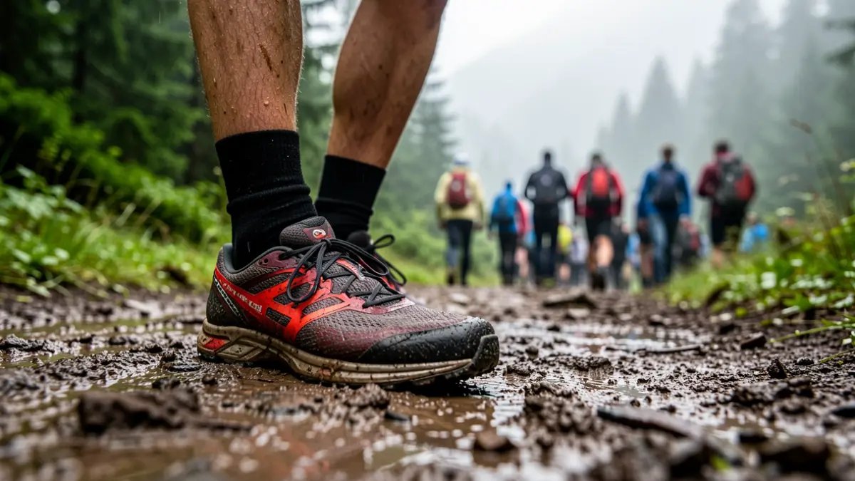 Mountain runners during the ascent in the Ereñotzu race.
