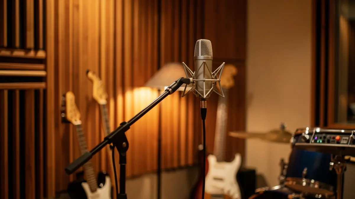 Musika estudio baten barrualdea, giro sortzaile eta profesionalarekin.
