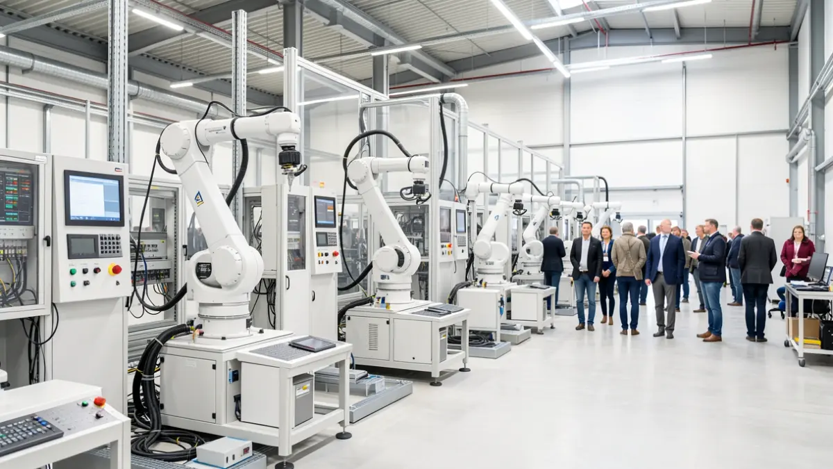 Imagen genérica: Interior de una moderna instalación industrial en Euskadi, mostrando maquinaria de automatización avanzada.