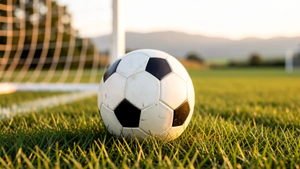 Futbol zelaiaren inguruko irudia, eguzkiaren argitan.
