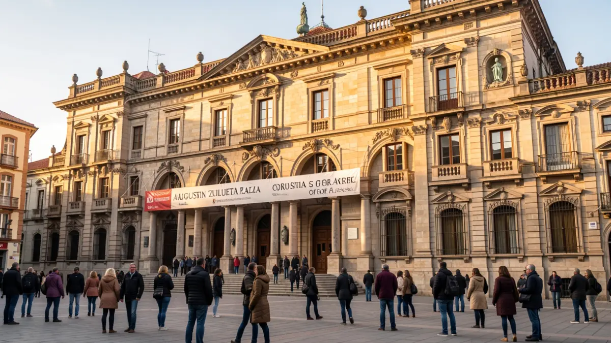 Imagen genérica: Fachada del Palacio Augustin Zulueta en Vitoria-Gasteiz, edificio histórico que alberga el Museo de Bellas Artes de Álava, con la cálida luz de la tarde resaltando sus detalles arquitectónicos.