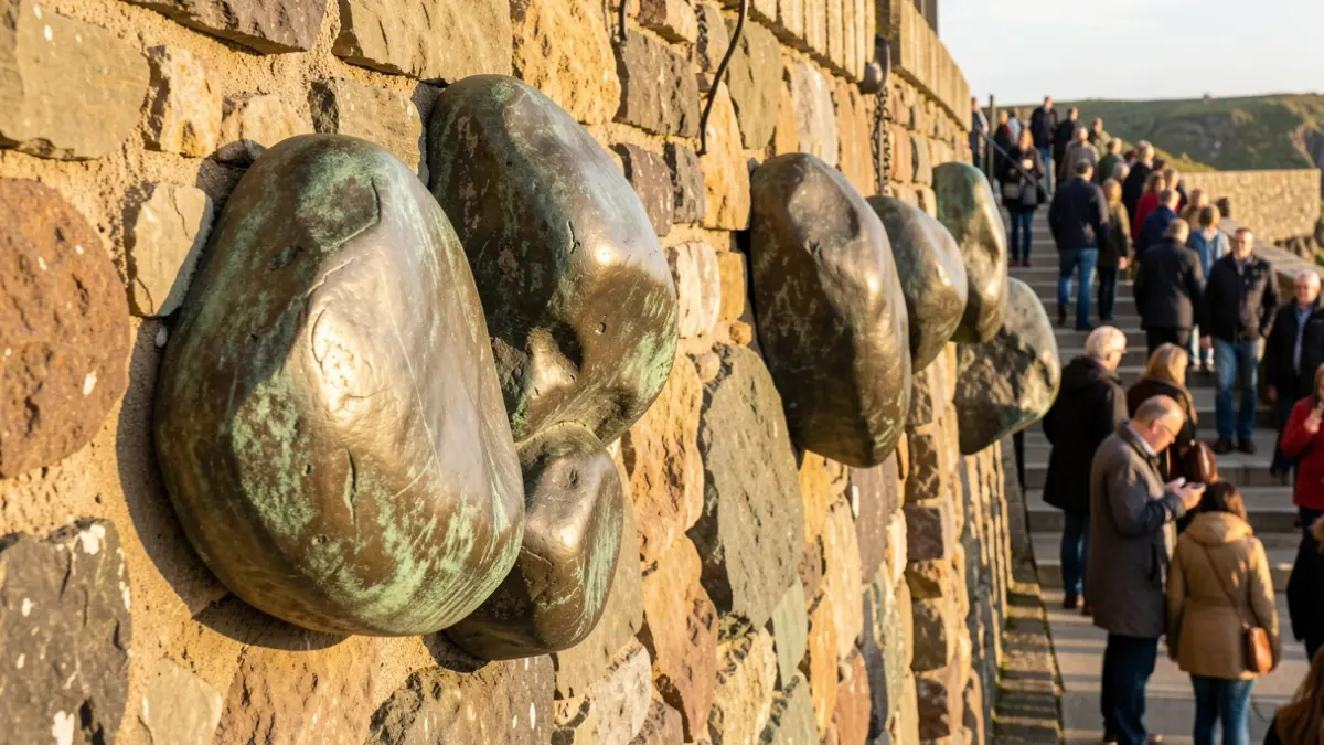 Sculpture by Santos Bregaña on the Artzape wall, Getaria.