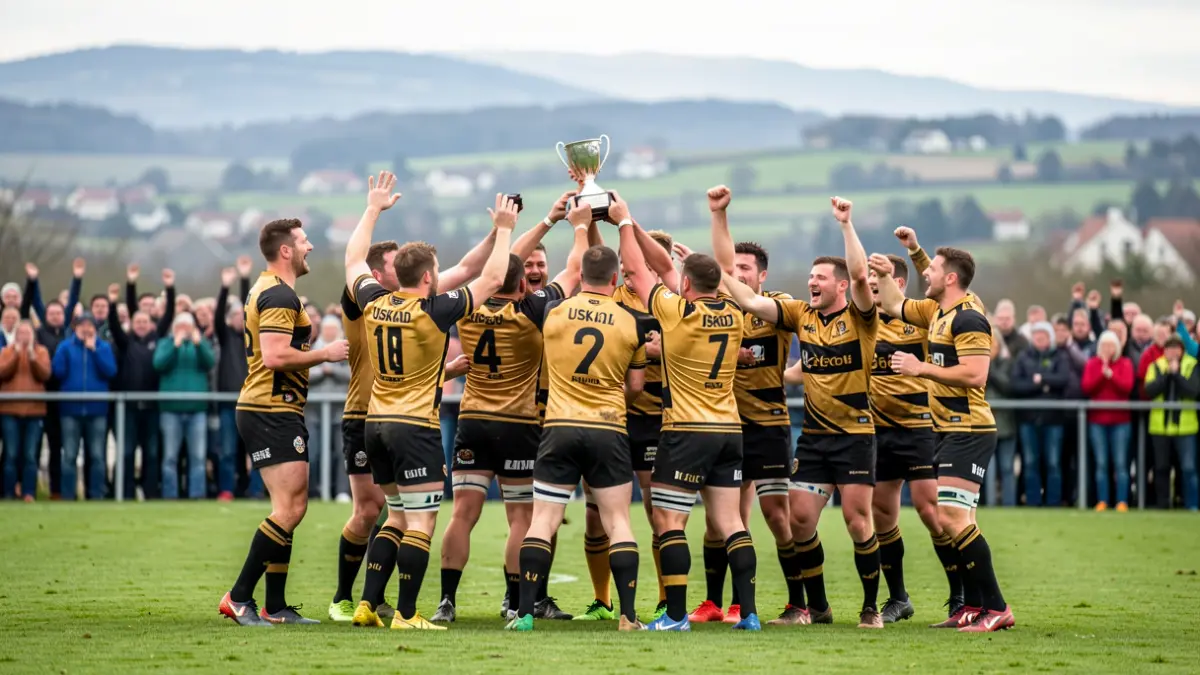 Imagen genérica de un equipo de rugby celebrando una victoria.