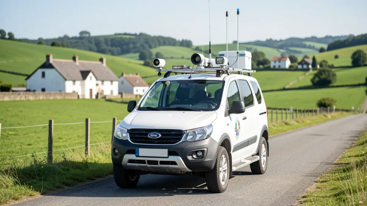 Generic image of an autonomous vehicle in a rural setting.