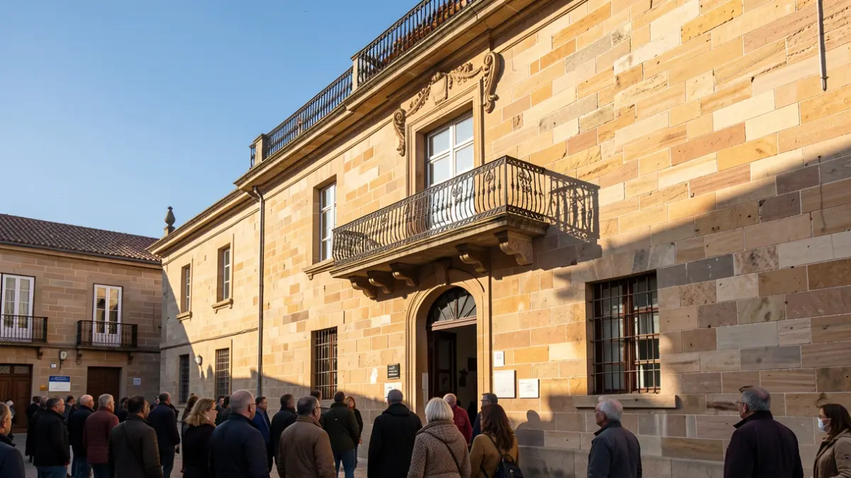 Generic image of a stone Basque town hall facade.