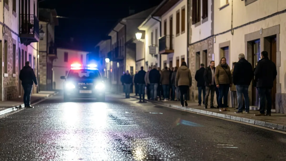 Imagen genérica: luces policiales nocturnas sobre asfalto mojado.