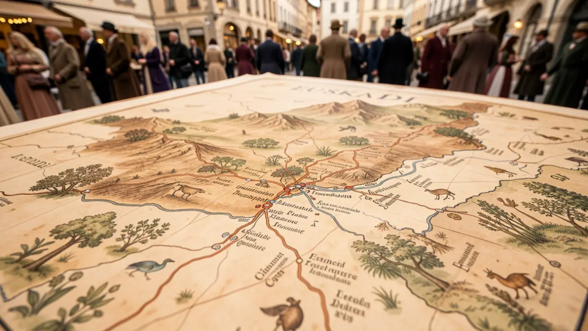 Irudi generikoa: giza kokalekuen eta natura paisaien bilakaera erakusten duen mapa historiko bat.