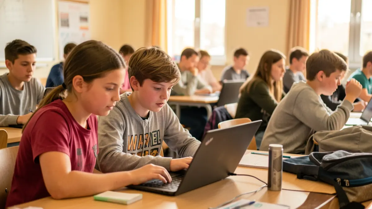 Irudi generikoa ikasgeletan teknologia erabiltzen duten haurrei buruz.
