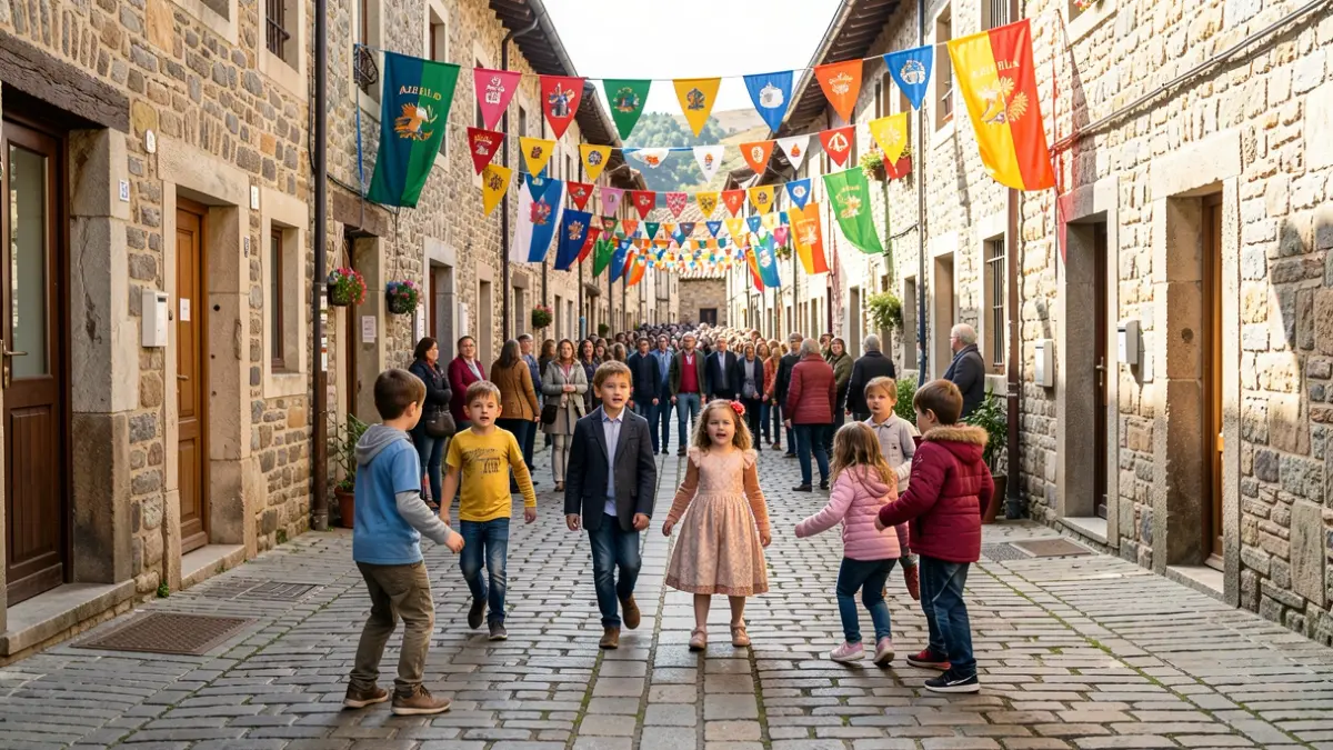 Generic image of children playing 'Azeri Bila' in the streets of Hernani.