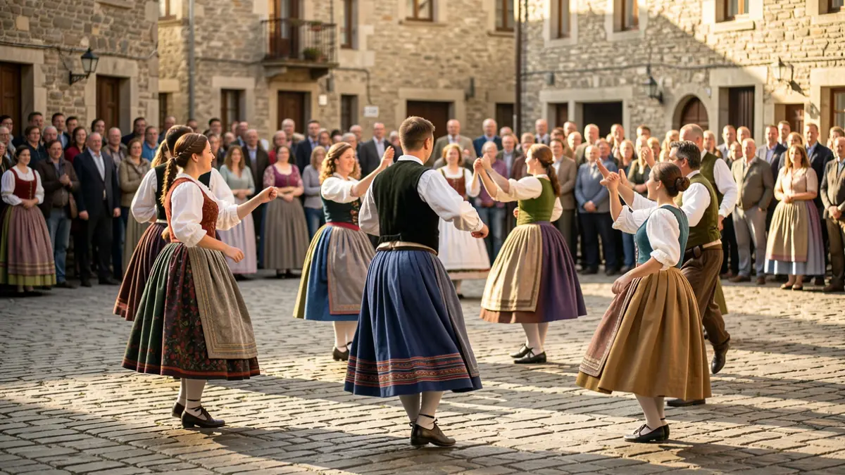 Danza tradicional durante las fiestas de San Juan en la plaza de Hernani.