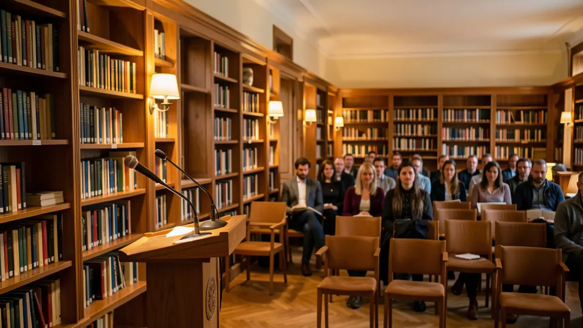Interior of a library with a cozy atmosphere for cultural activities and reading.