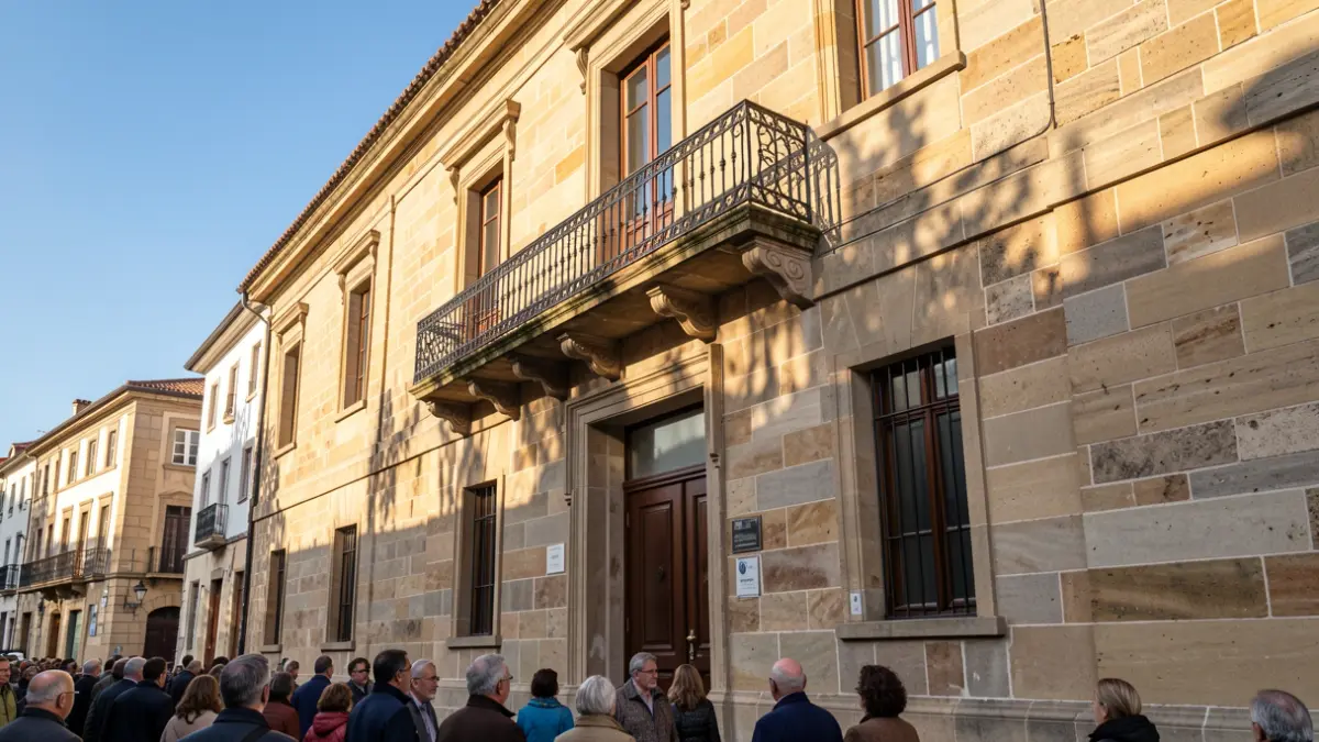 Sunny facade of the Hondarribia town hall.