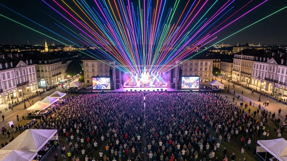 Imagen genérica: Fiesta del 125 aniversario de Iberdrola en Bilbao con festival de música y espectáculo de drones.