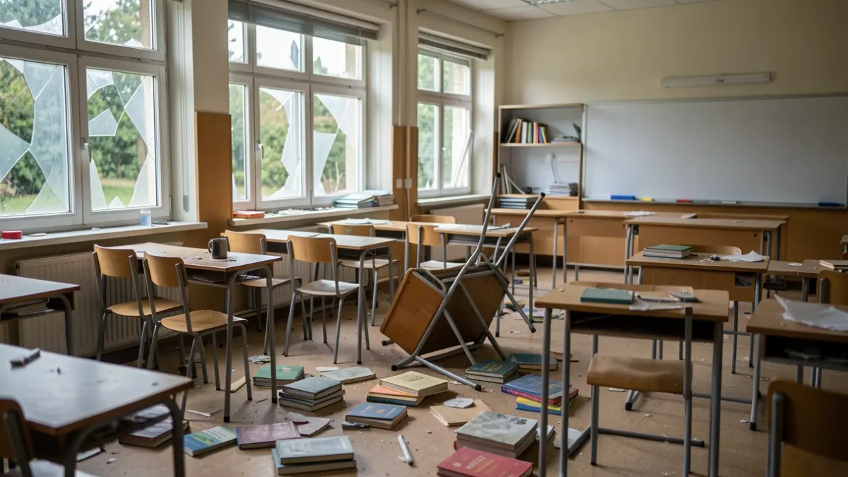 Imagen genérica que muestra el vandalismo en un aula de centro educativo.