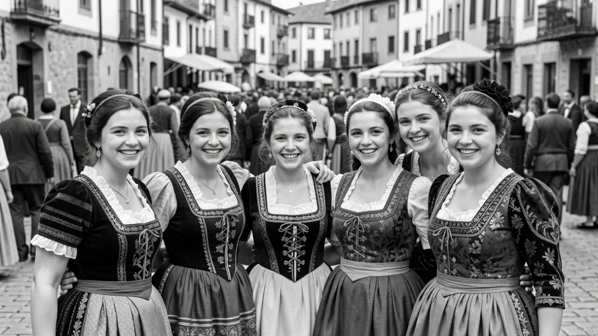 Imagen genérica: grupo de mujeres jóvenes en fotografía en blanco y negro, ambiente festivo.