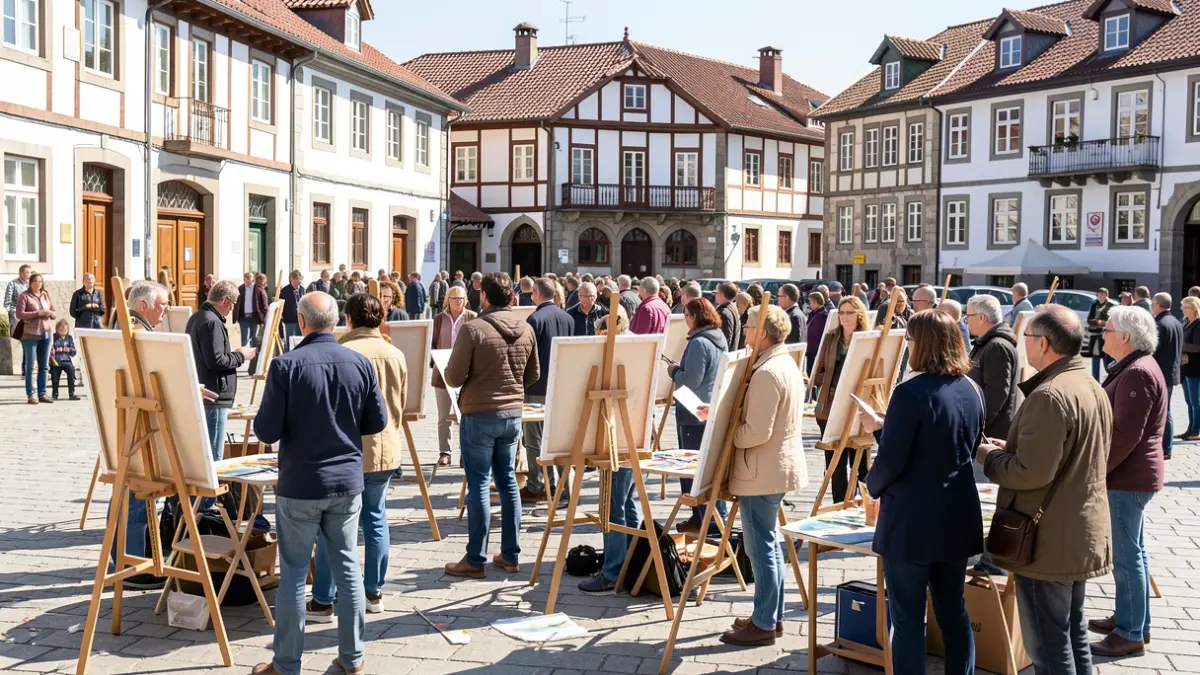 Imagen genérica: Un grupo de pintores en una plaza del País Vasco tras salir del salón Oxford.