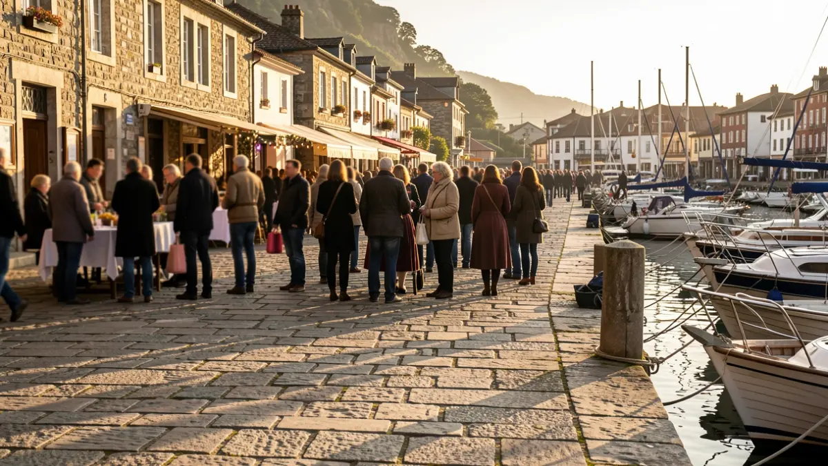 Lekeitioko portuaren irudia festen giroan.