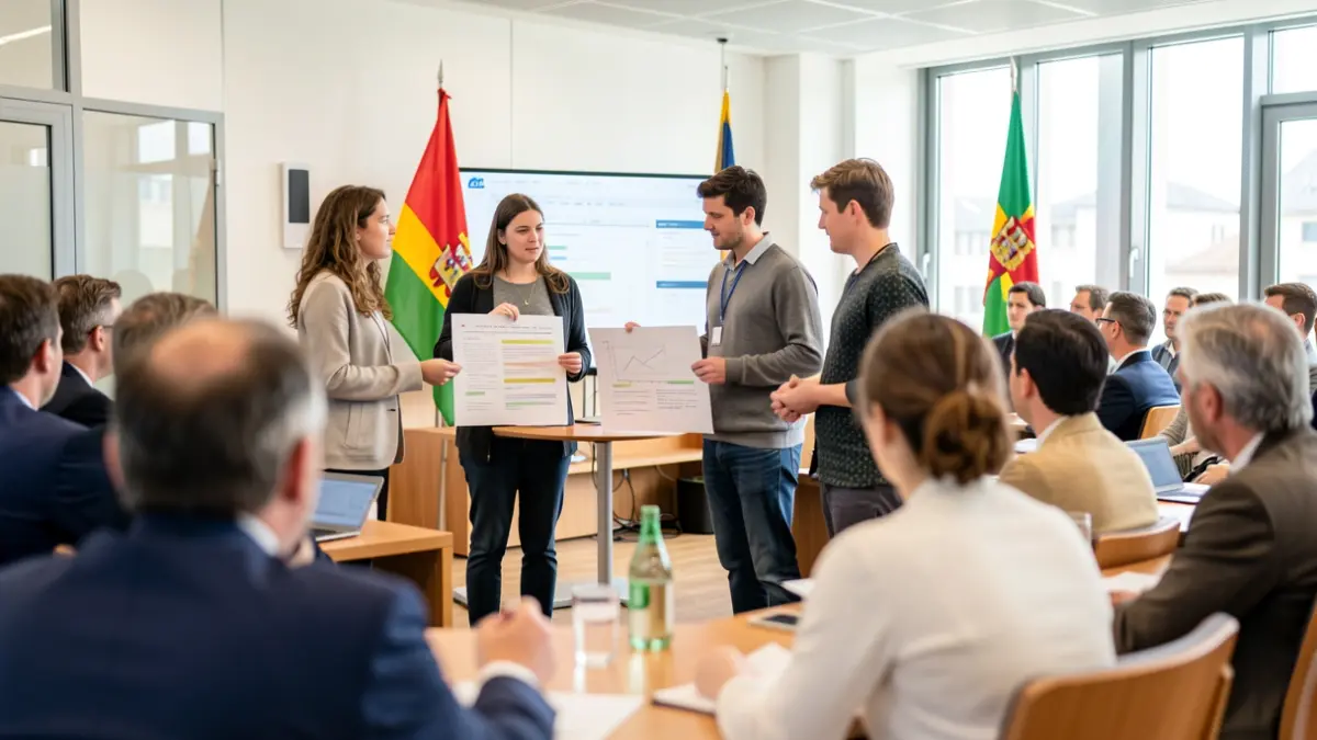 Students from Lezo presenting their projects at the town hall.