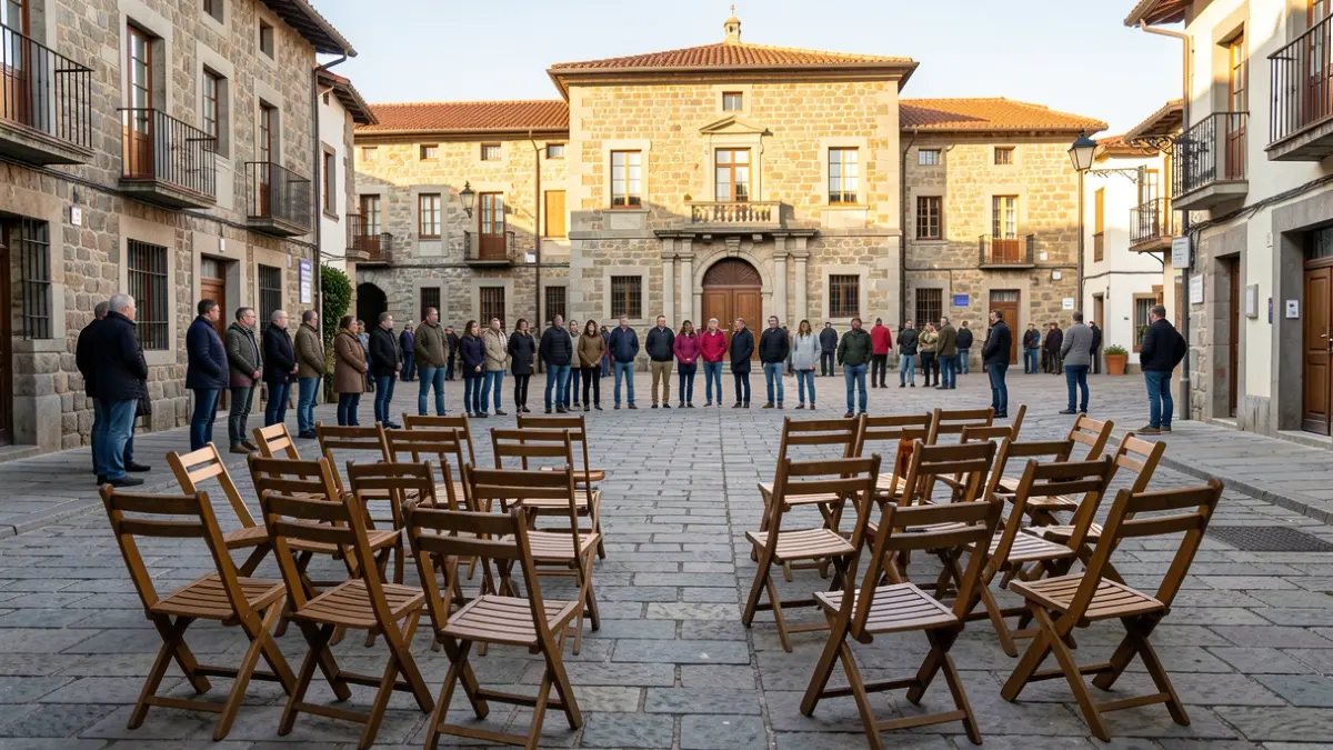 Square near the town hall of Lezo, prepared for neighborhood meetings.