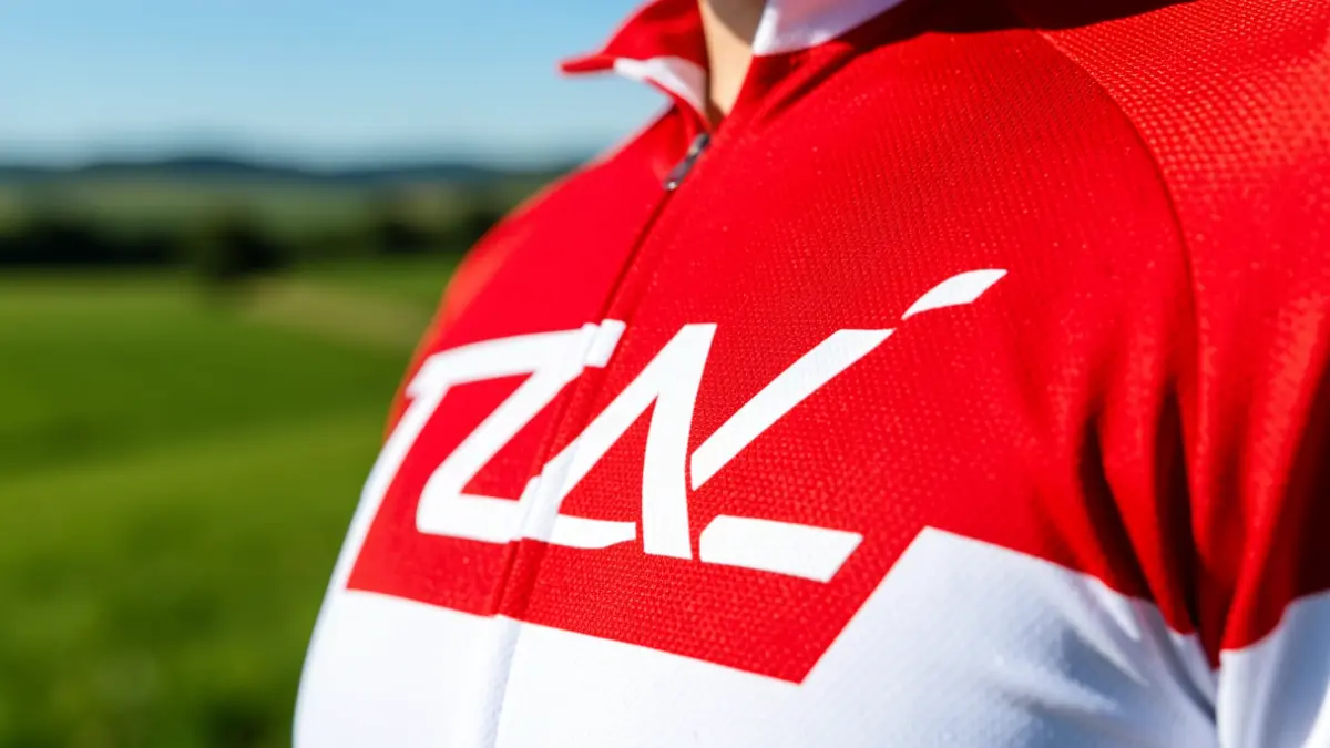 Imagen genérica de un maillot de ciclismo con un paisaje verde de Euskadi de fondo.