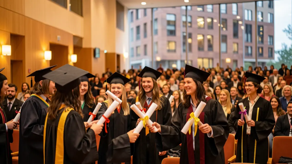 Image of students receiving diplomas at an educational center.