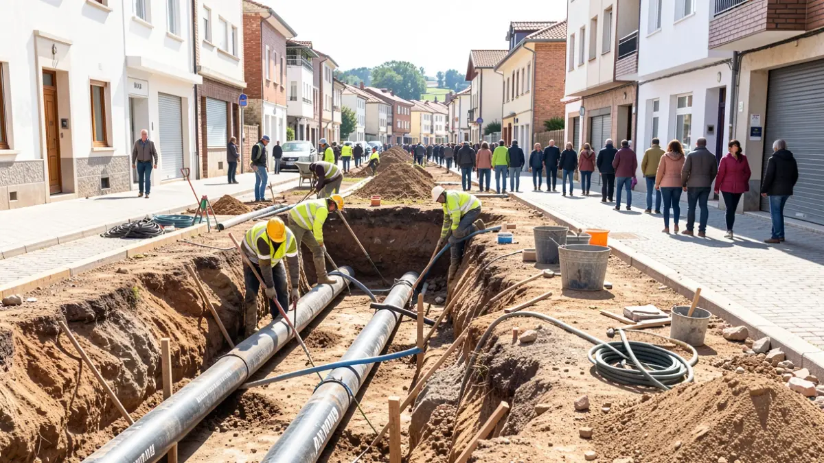 Image of the water network works on Kilimon Avenue in Mendaro.