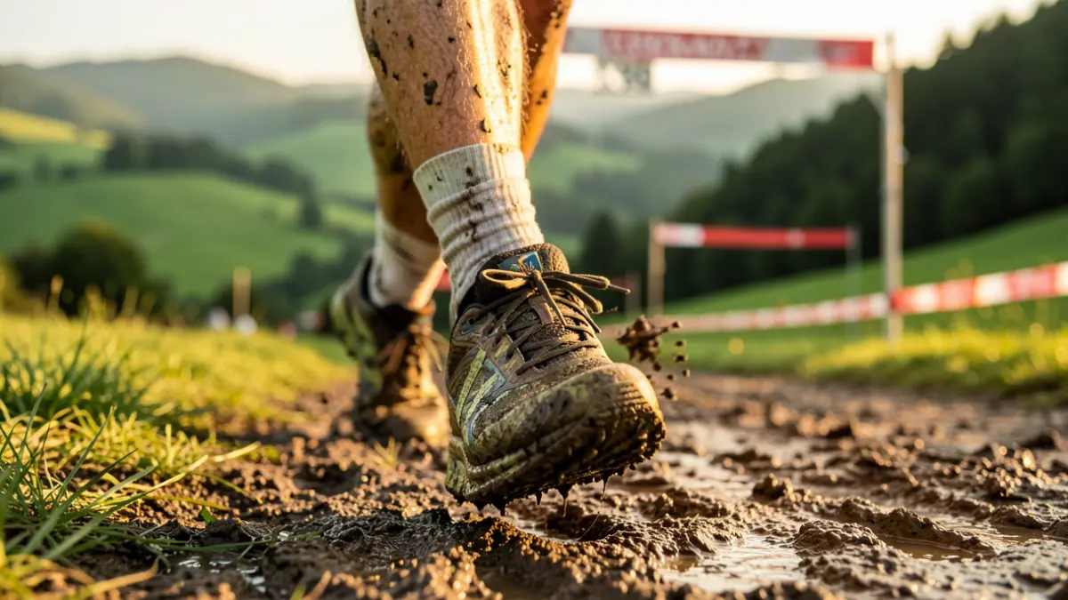 Imagen genérica de una zapatilla sucia de una carrera de obstáculos.