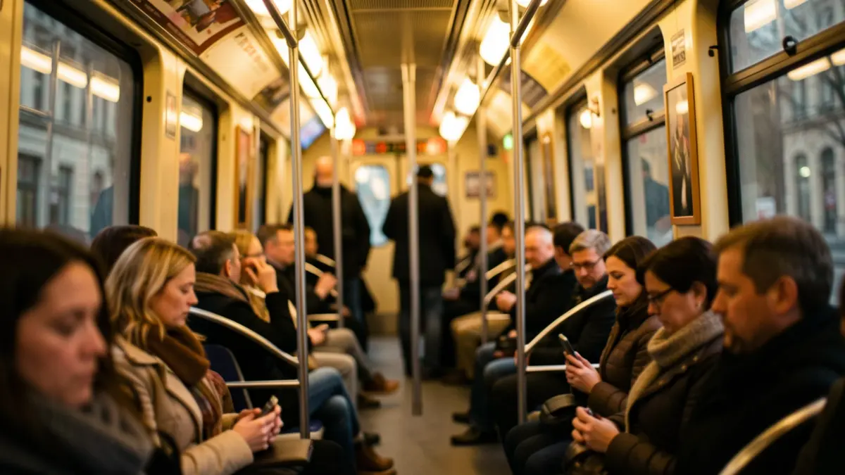 Generic image of metro passengers looking out the window.