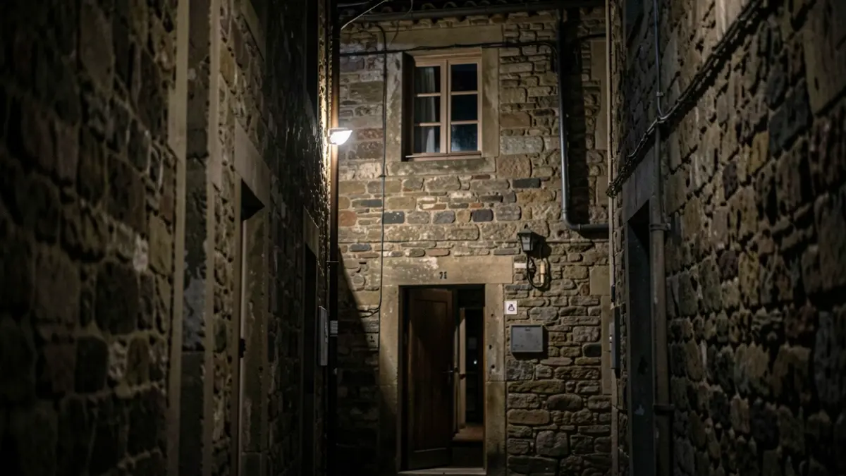 Imagen genérica: un callejón oscuro en un pueblo costero del País Vasco, de noche.