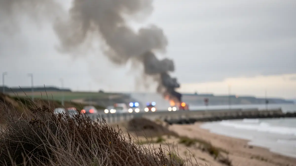 Generic image: plume of smoke from a fire near the beach, on the coast of Euskadi.