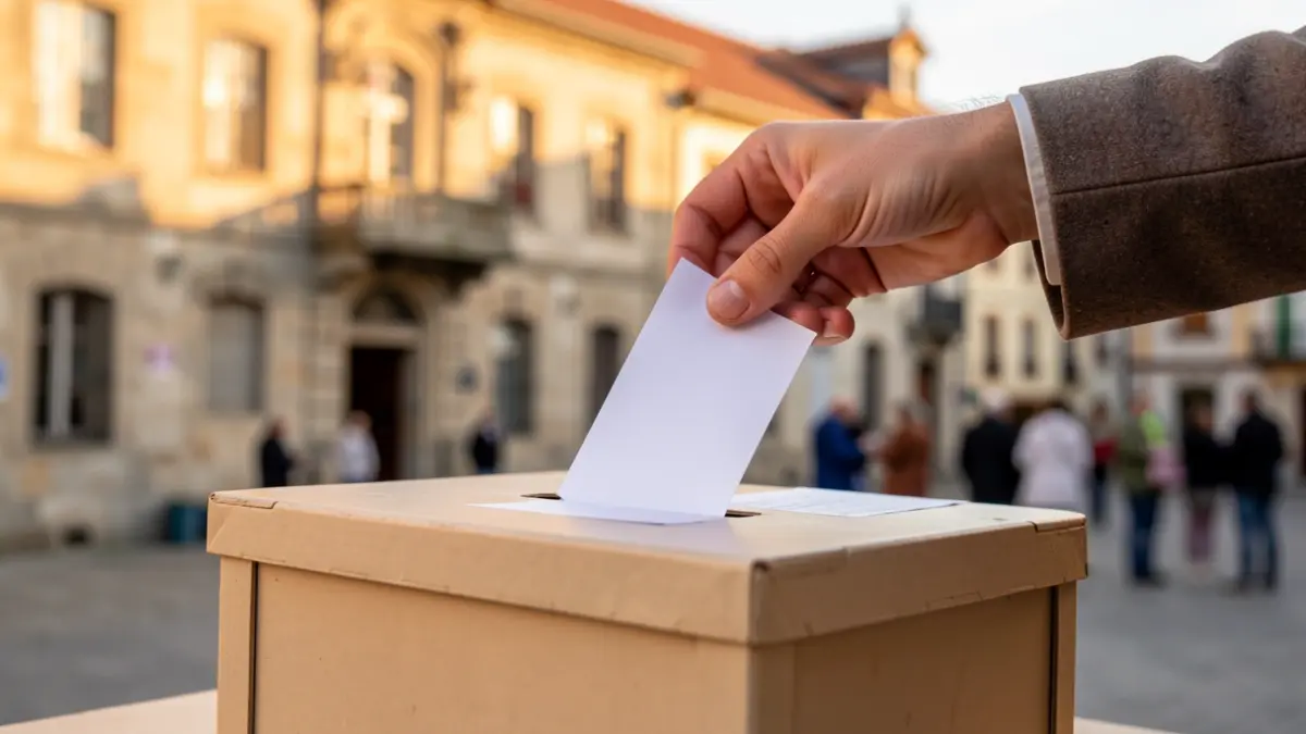 Irudi generikoa: Herritarrek botoa ematen duten kutxa bat, Ordiziako udaletxearen atzealdean.