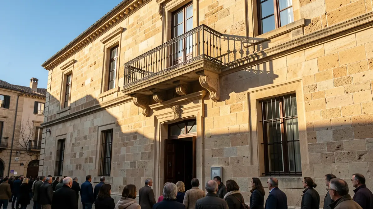 Fachada soleada del ayuntamiento de Orio, en estilo documental.