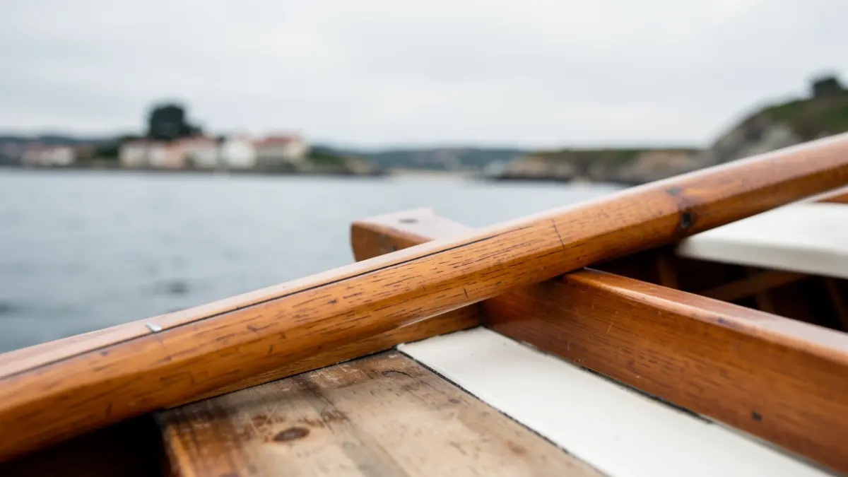 Arraunlarien arrauna ontzi baten gainean, Lekeitioko estropadaren testuinguruan.