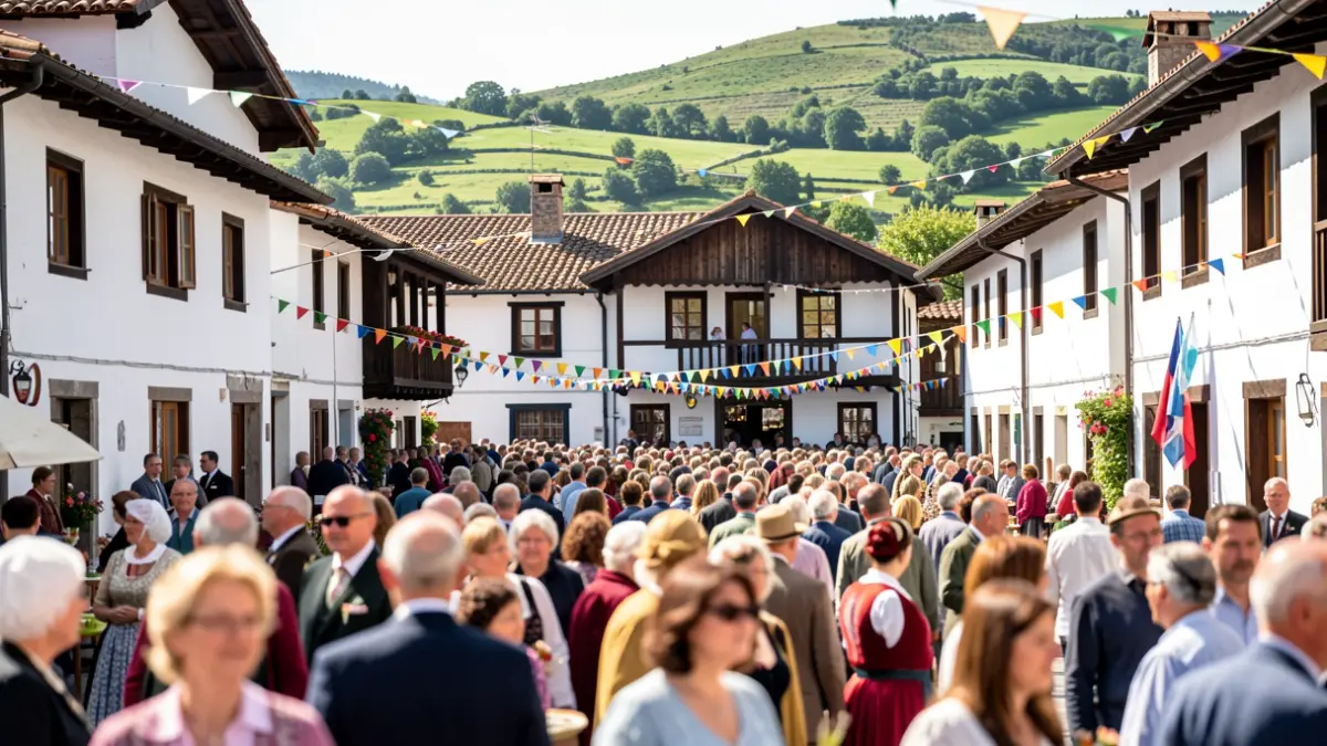 Generic image: Festive atmosphere in a Basque Country town square.