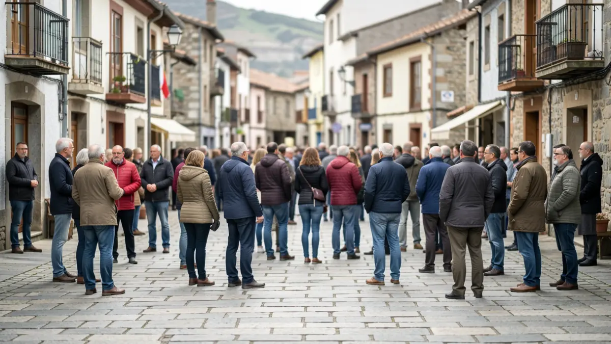 Ciudadanos reunidos en una plaza de Pasaia durante un acto en favor del euskera.