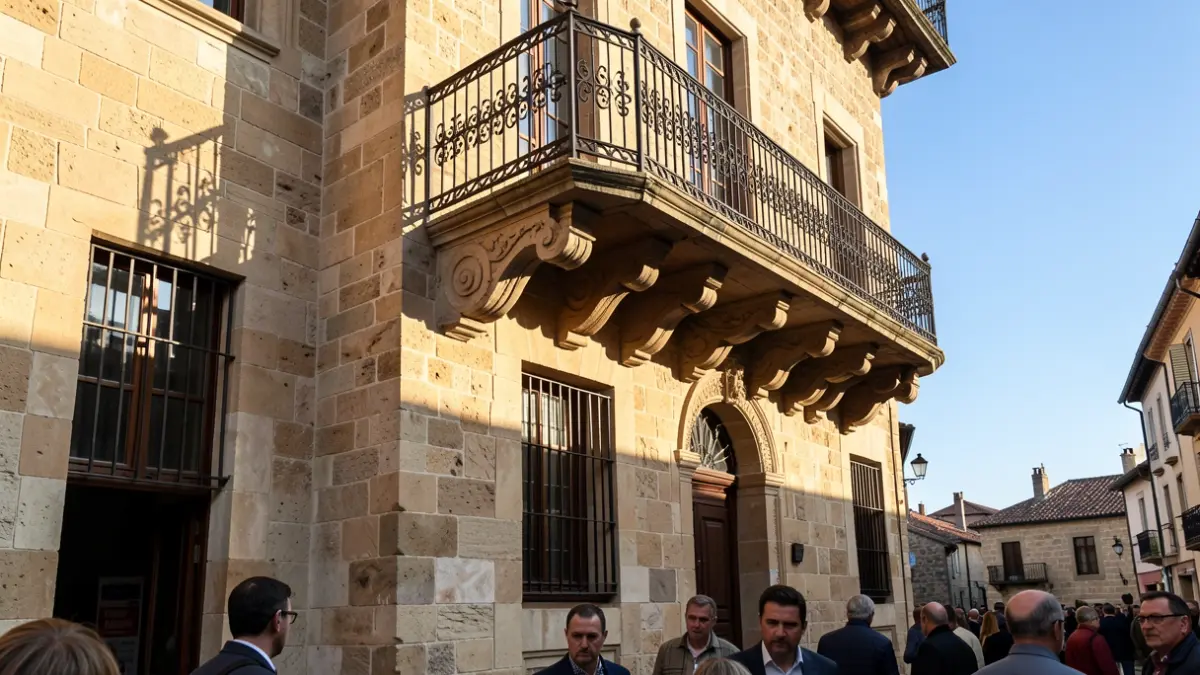Historic tower house in Plentzia during restoration works.