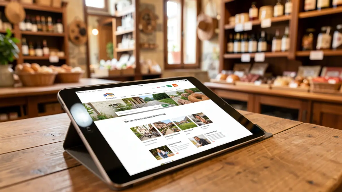 Una tableta mostrando la digitalización del comercio local.