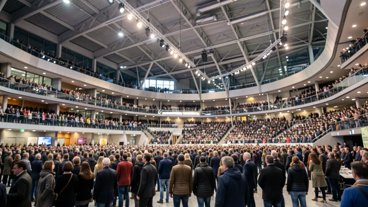 Generic image of a large indoor arena with blurred lights and atmosphere.