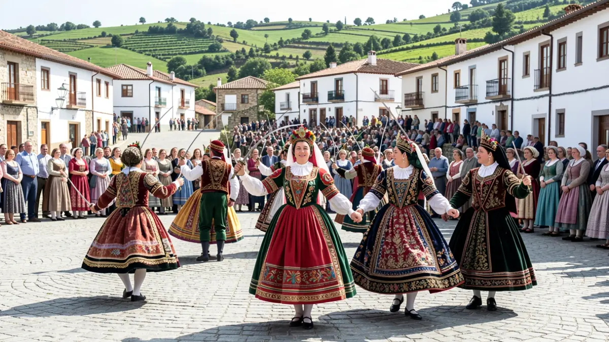 Generic image of Basque dancers performing the Ezpata Dantza in Azkoitia.