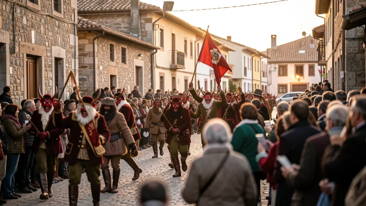 Generic image: A scene from the San Joan festivities in Hernani, featuring the Lekittoko Deabruak and the flag lowering ceremony.