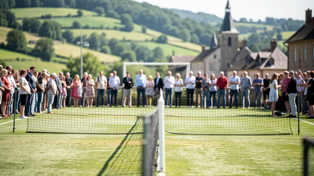 Generic image of a pelota court and Basque Country landscape.