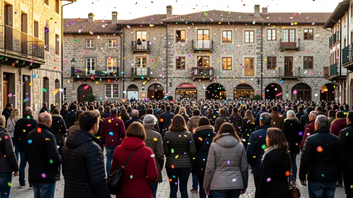 Festive atmosphere at the Sanjuandegi neighborhood festival, with people and celebration.