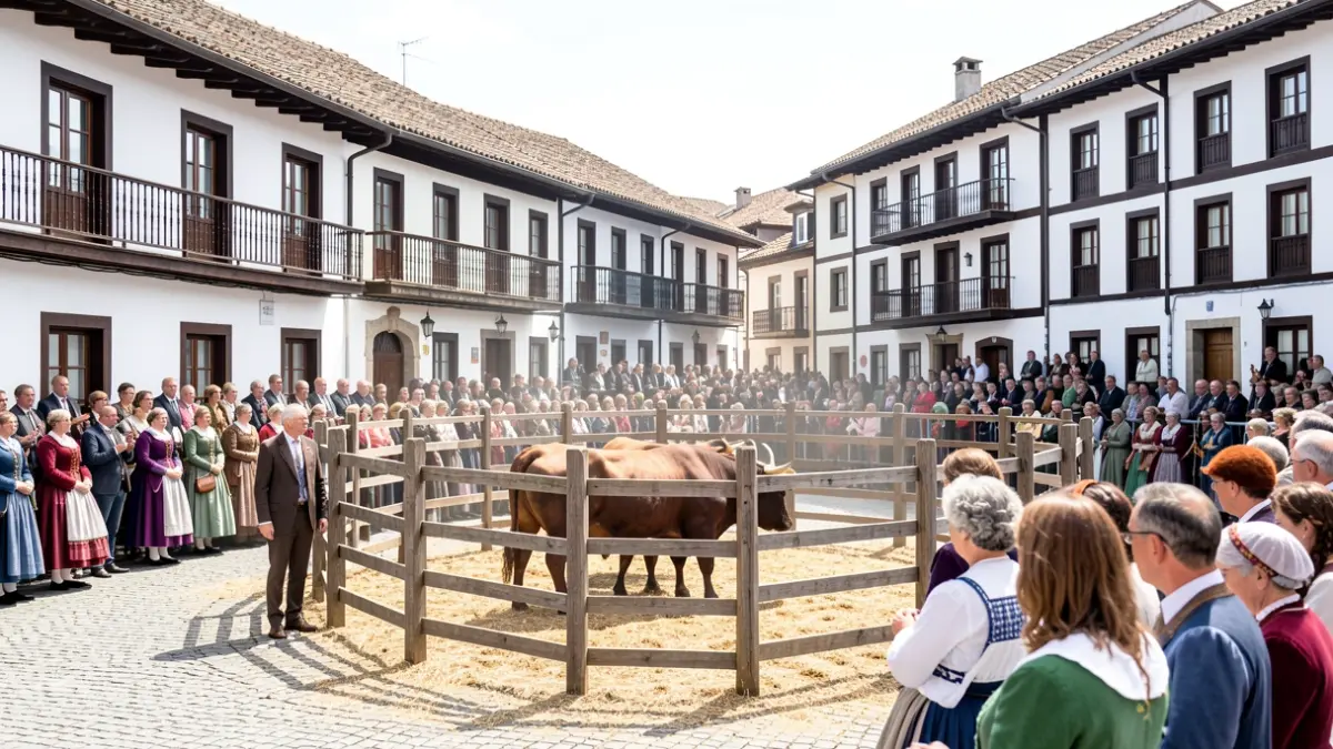 Generic image: Festive atmosphere in Sanjuandegi square, preparing for a bull event.