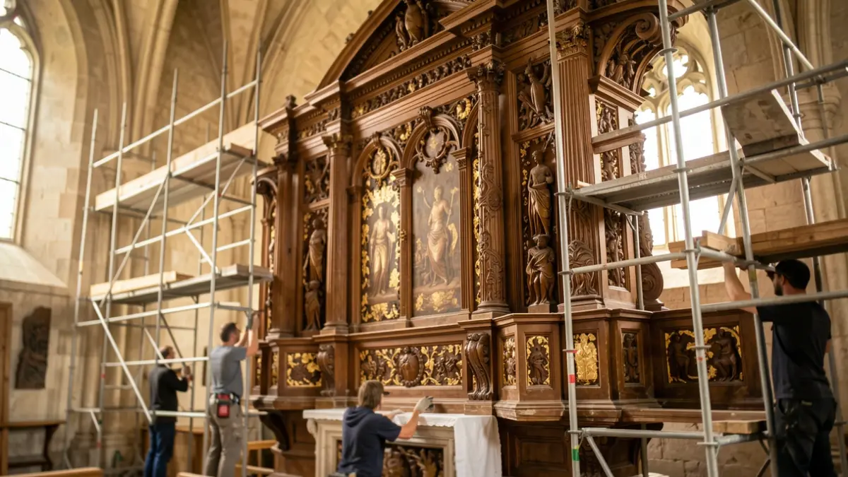 Generic image of an altarpiece undergoing restoration.
