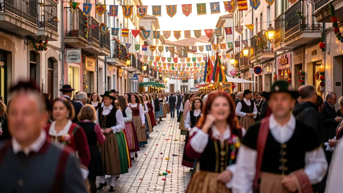 Generic image: Street scene from Sestao's San Pedro festival, featuring people and colorful decorations.