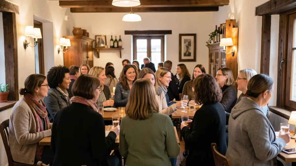Imagen genérica: Un grupo de mujeres reunidas en un ambiente informal, con música y aperitivos.