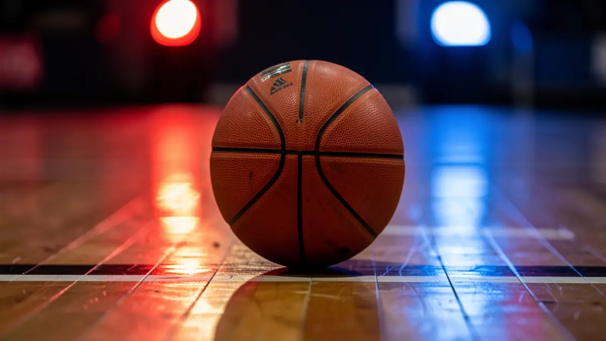 Basketball on a court.